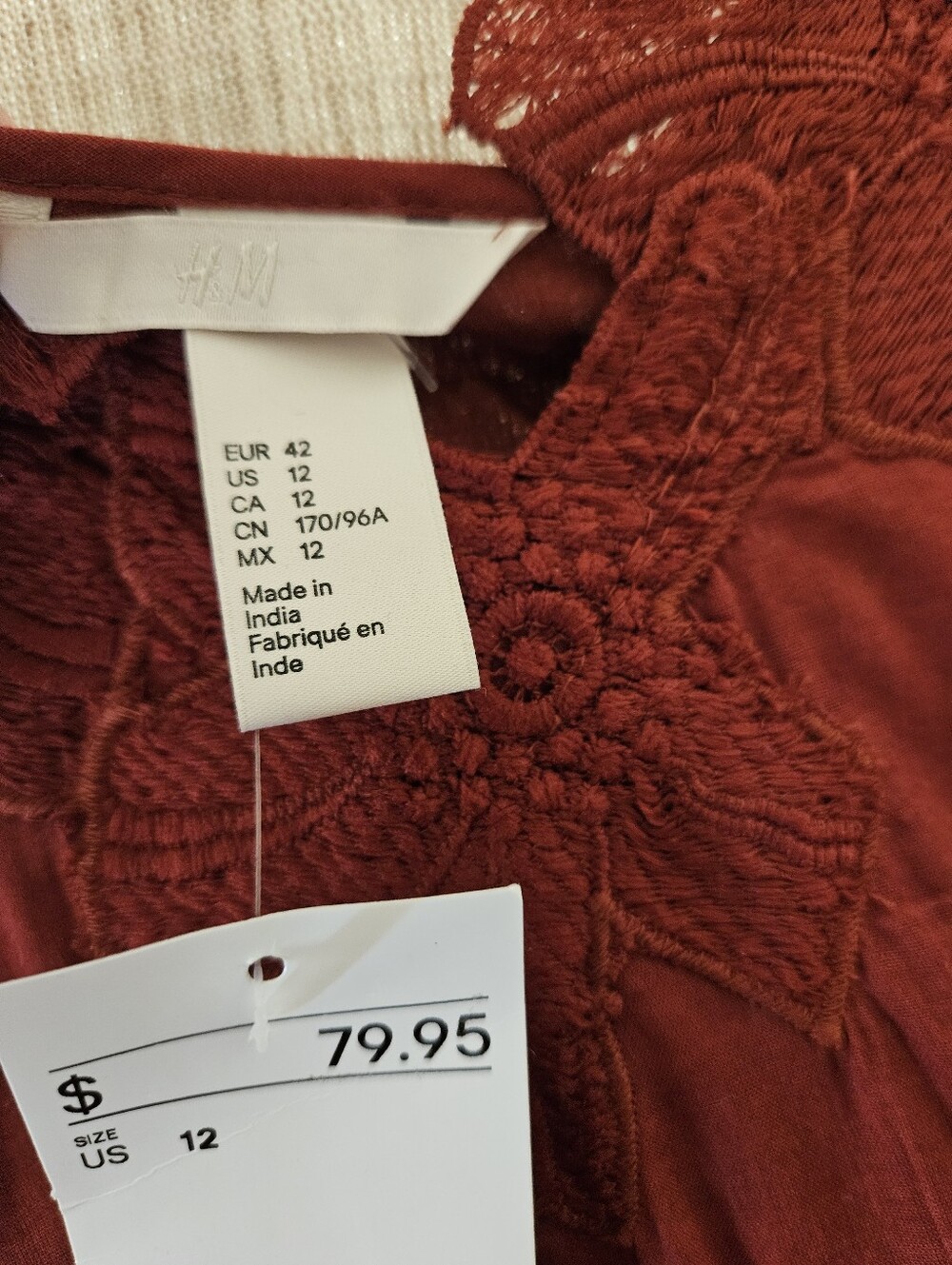 H&M Rust Sundress With Applique Flowers NWT - Picture 6 of 11